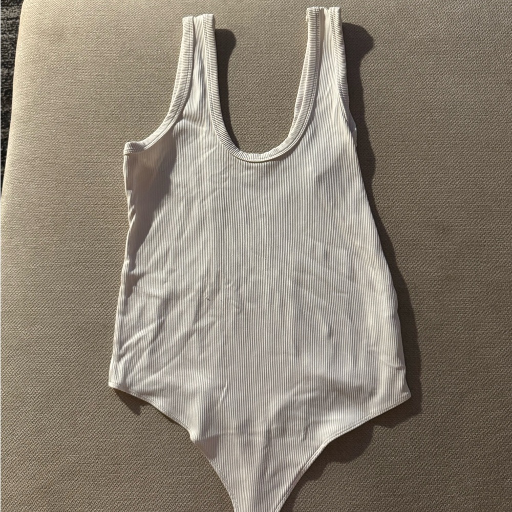 White Ribbed Bodysuit